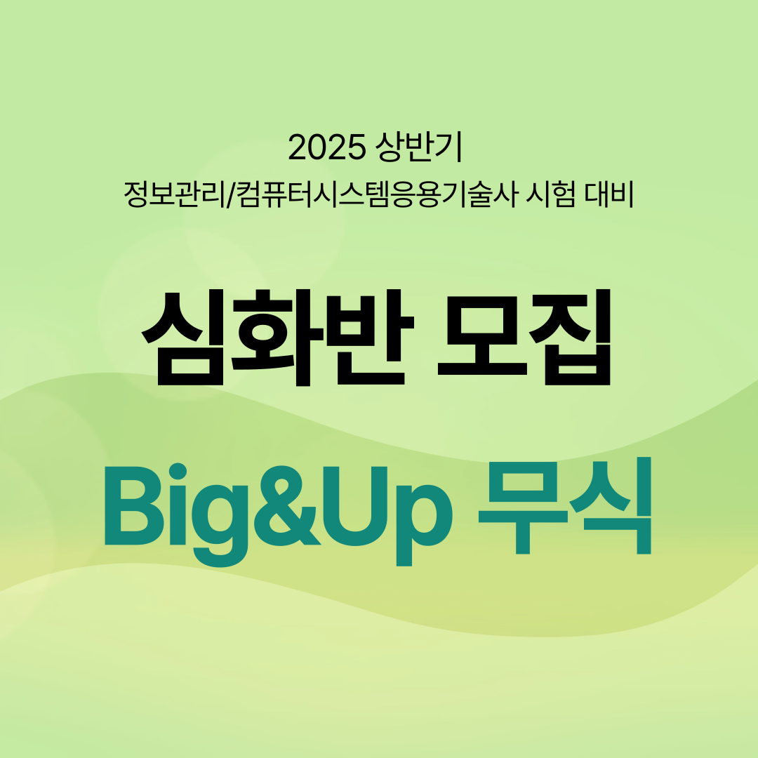 [정보관리·컴시응기술사] Big&Up 무식반 (토요일 강의 / 황서연PE, 윤슬PE) - 03월 01일(토) 개강