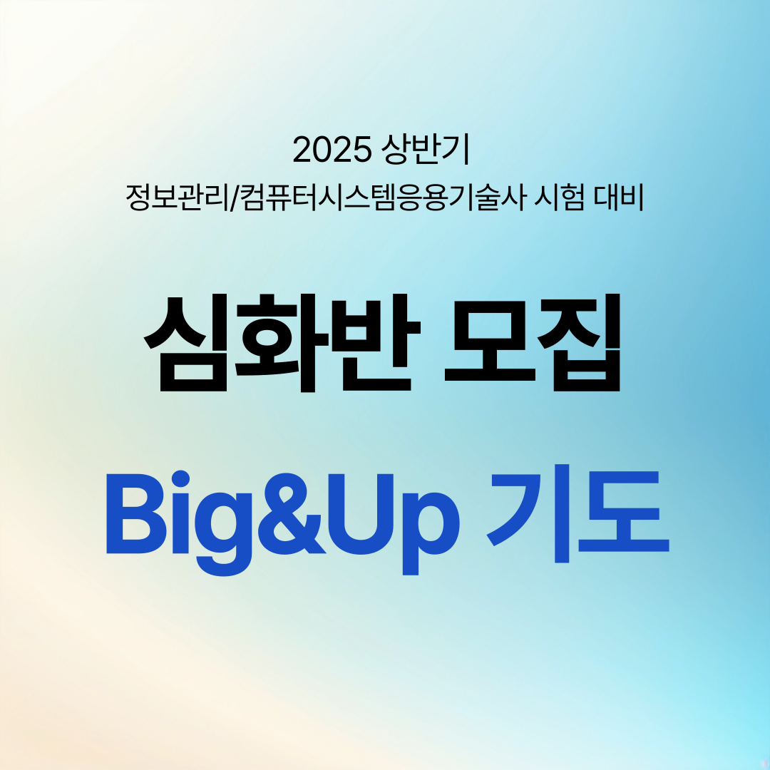 [정보관리·컴시응기술사] Big&Up 기도반 (일요일 강의 / 최우슬PE, 지주리PE) - 03월 02일(일) 개강